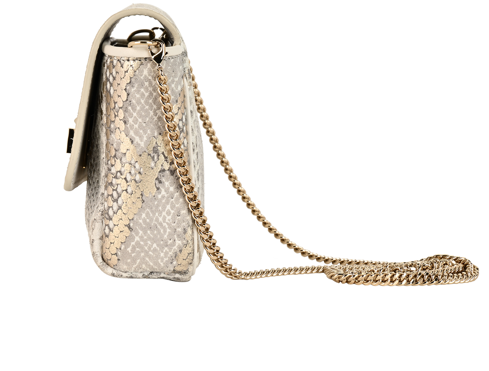 Metallic Snakeskin Printed Ruby, &pound;250, Handbags, Silver/White, Leather, Bottom view